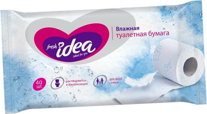 Туалетная бумага Fresh Idea влажная растворяющаяся 13*17см 40шт