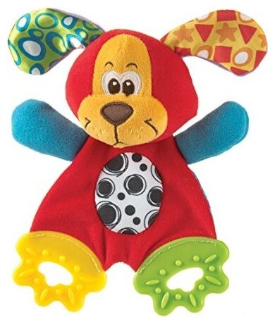 Прорезыватель Playgro Pookie Puppy Teething Blankie красный/зеленый/желтый