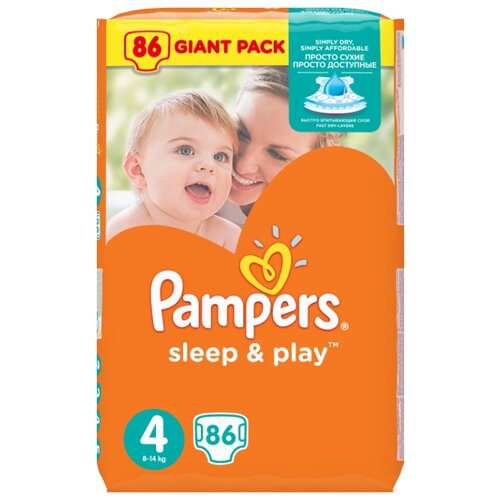 фото Pampers подгузники Sleep&Play 4 (8-14 кг) 86 шт.