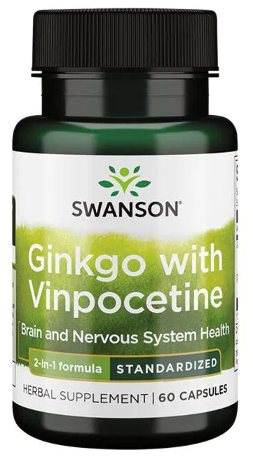 Swanson Ginkgo with Vinpocetine (Гинкго с винпоцетином) 60 капсул (Swanson)