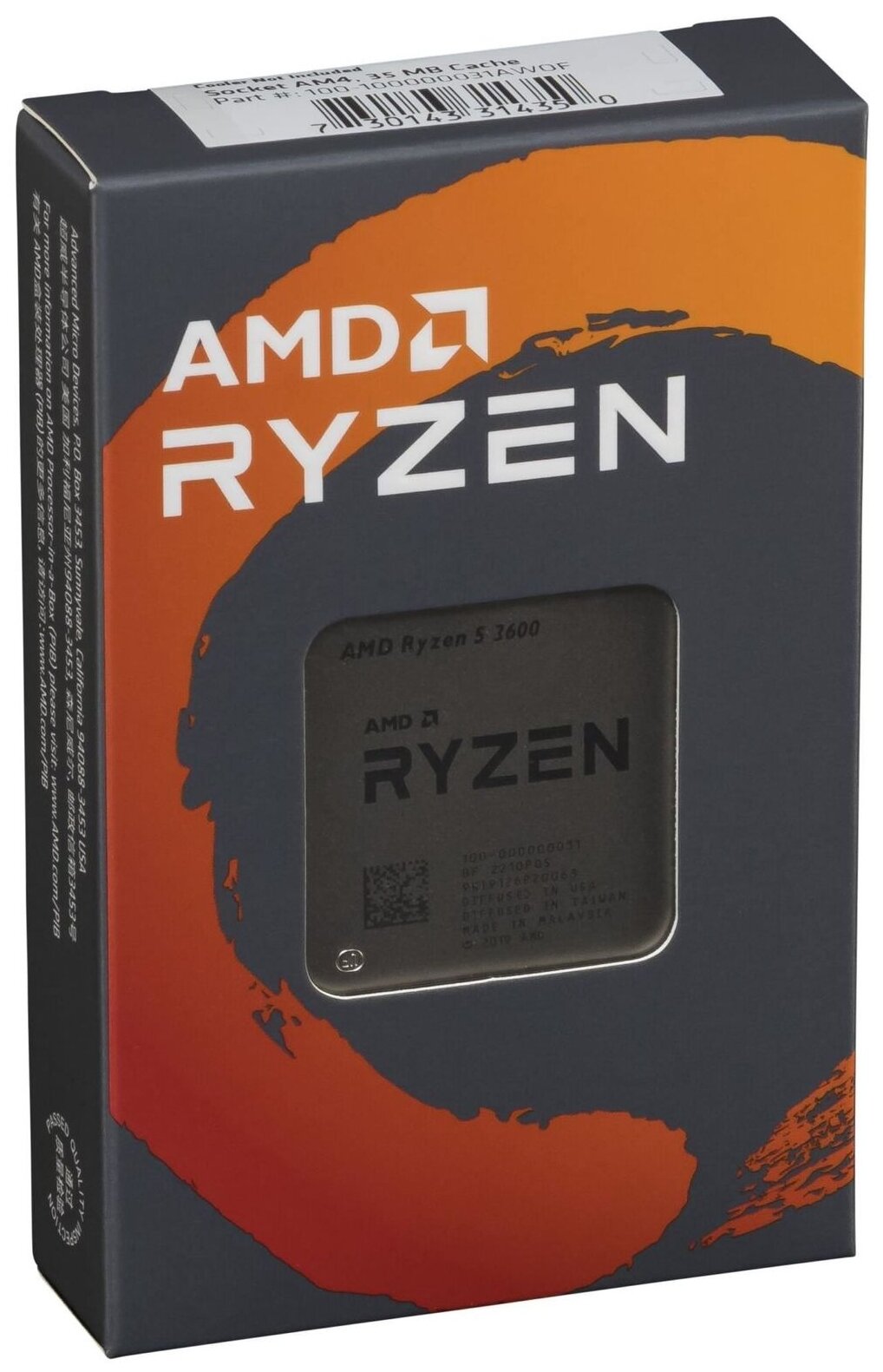 Процессор CPU AMD Ryzen 5 3600, 100-100000031AWOF Box, 1 year 100-100000031AWOF .