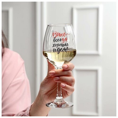 Бокал для вина Вино - всегда хорошая идея 350 мл тип нанесения рисунка деколь 773₽