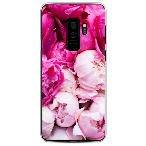 Силиконовый чехол на Samsung Galaxy S9 + / Самсунг Галакси С9 Плюс Пионы розово-белые