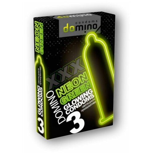 Презервативы гладкие DOMINO Neon Green, 3 шт  - купить со скидкой