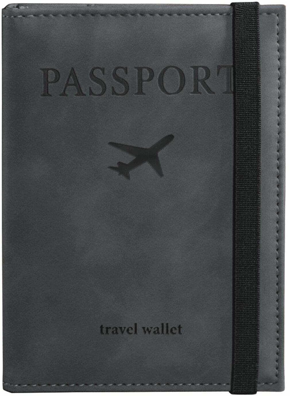 Обложка (чехол) на паспорт с карманами и резинкой мягкая экокожа Passport серая Brauberg 238203