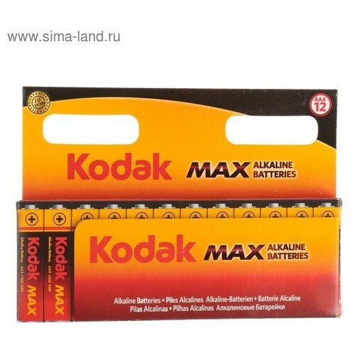 Батарейка алкалиновая Kodak Max, AAA, LR03-12BL, 1.5В, блистер, 12 шт. батарейка алкалиновая kodak xtralife aaa lr03 12bl 1 5в блистер 12 шт kodak 9336788