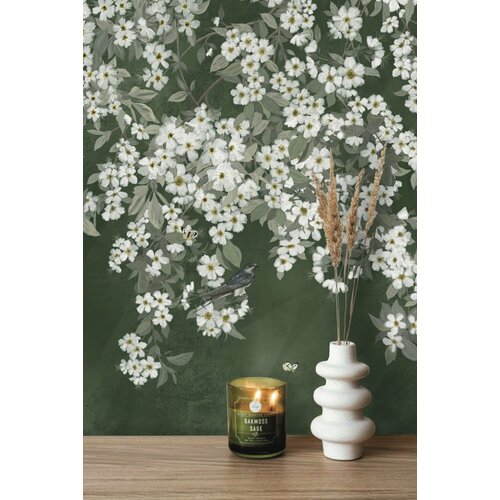 Фреска бесшовная Ласточки Зеленый текстура хлопок ширина 2550мм х длина 4500мм 27600₽