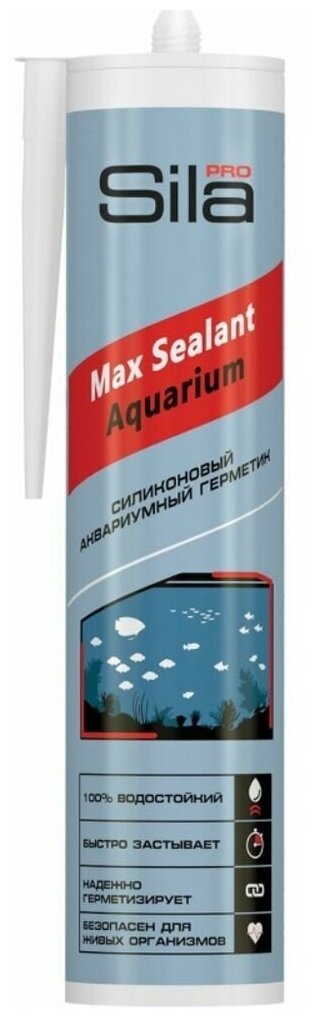 Герметик силиконовый, для аквариумов, SilaPro, Max Sealant, AQ SSAQCL0290, 290 мл, бесцвет