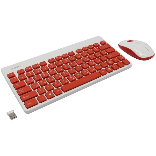 Комплект клавиатура + мышь SmartBuy SBC-220349AG-RW White USB, белый-красный, английская/русская беспроводная мышь t wolf q4 цвет белый