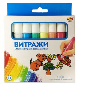 Краски ABtoys Витражи A2416-1 6 цв.