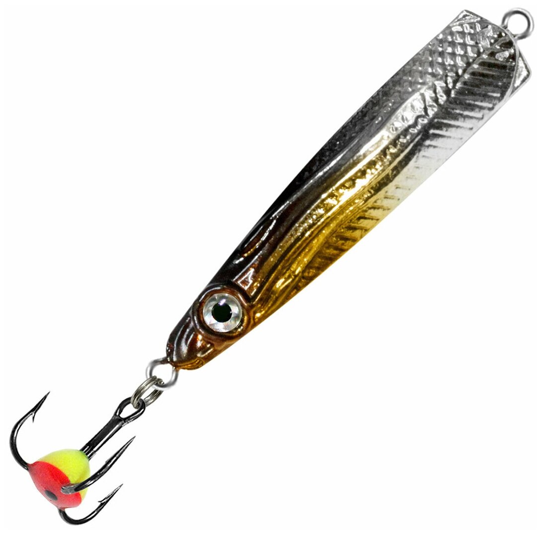 Блесна для рыбалки зимняя AQUA галстук 80g цвет 01 (серебристо-черный красный флюр) 2 штуки в комплекте.
