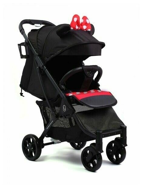Детская прогулочная коляска с большими колесами и ручкой как в чемодане для путешествий до 4 лет Panda Baby Pro Max Cosmo Минни (чёрный)