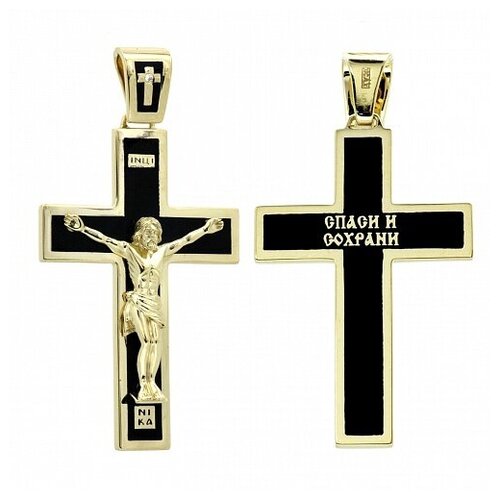 Крестик Diamond Prime, комбинированное золото, 585 проба, бриллиант, эмаль