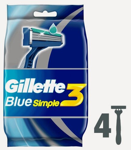 Изображение товара Бритвы одноразовые Gillette Blue Simple3, 4шт