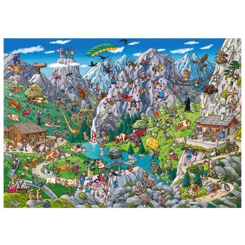 Пазл Heye Puzzle + Poster Туристы в Альпах, Tanck (29680), 1000 дет. пазл heye 1000 деталей жизнь инста девушки triangular