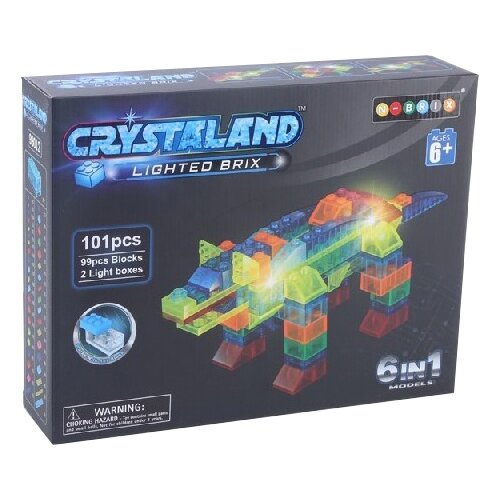 светящийся конструктор crystaland 4 в 1 животные 48 дет Конструктор Crystaland Lighted Brix 99012 Животные 6 в 1, 101 дет.