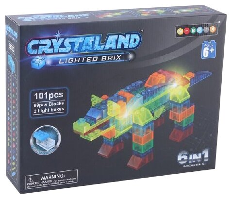 Светящийся конструктор Crystaland 6 в 1 Животные 101 дет.