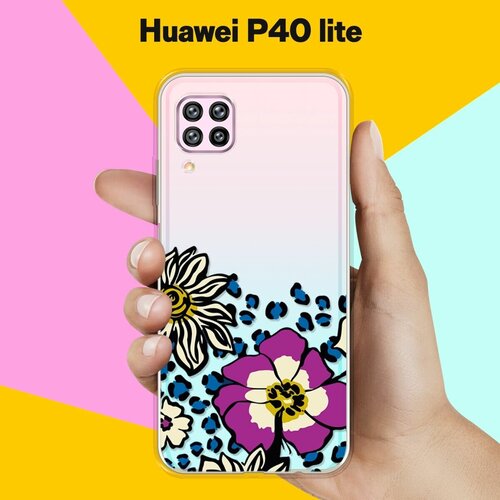 Силиконовый чехол Цветы с узором на Huawei P40 Lite силиконовый чехол цветы розовые на huawei p40 pro