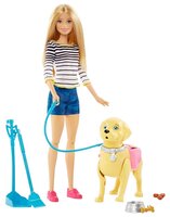 Кукла Barbie Прогулка с питомцем, 29 см, DWJ68