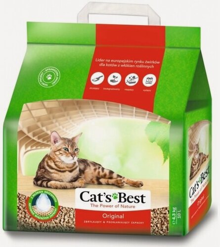 Изображение товара Наполнитель для кошачьих туалетов Cat's Best Original (Eko plus) древесный, комкующийся 10л (4,3кг)