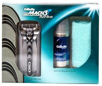 Набор Gillette полотенце, гель для бритья Gillette Series для чувствительной кожи 75 мл, бритва Mach