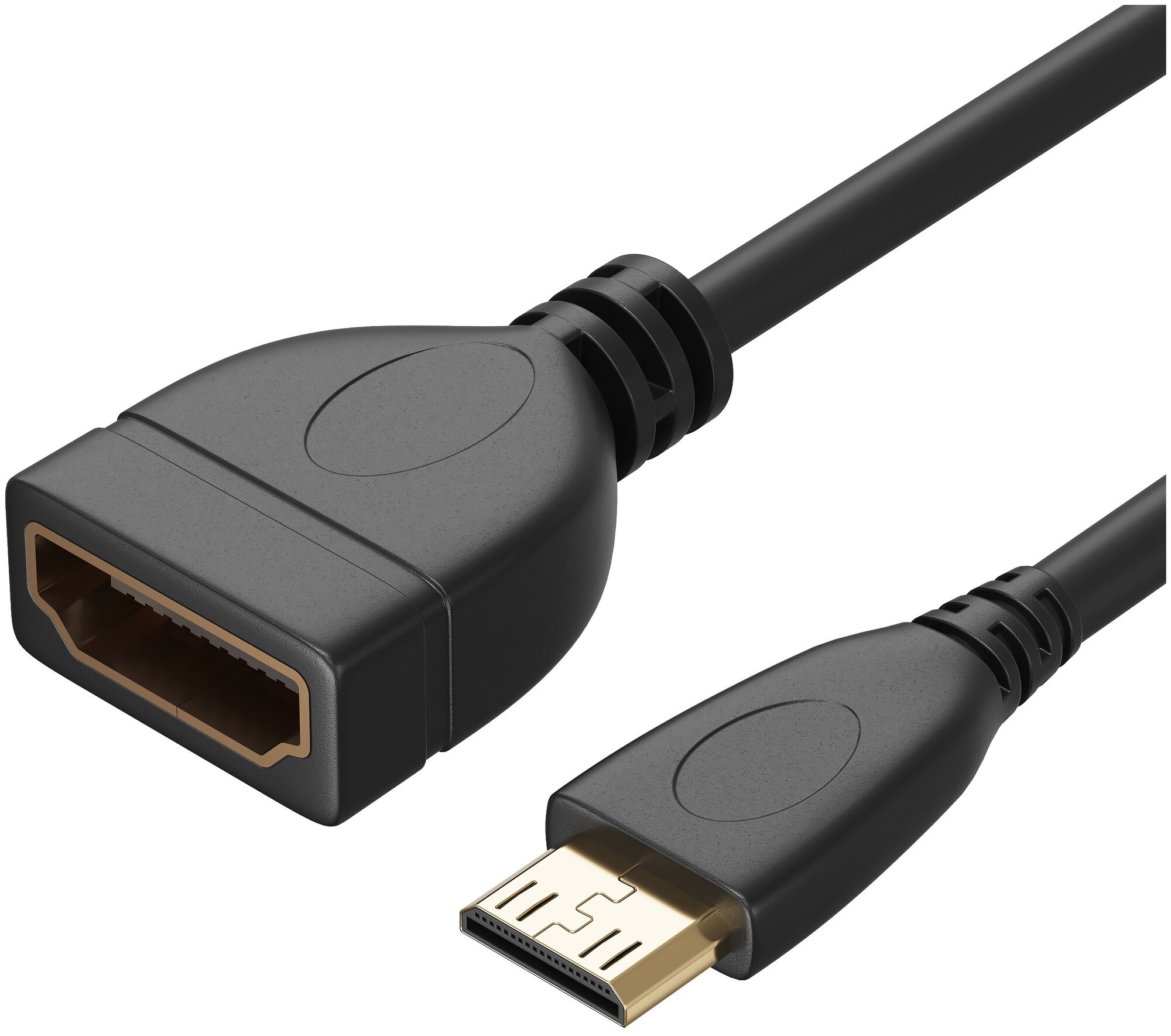 Адаптер переходник mini HDMI (M) - HDMI (F) GSMIN RT-22 кабель (50 см) (Черный)