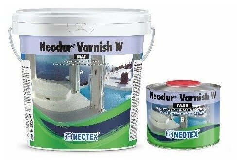 Полиуретановый 2х компонентный УФ стойкий лак водный матовый Neodur Varnish W MAT(A+B) 1кг для микроцементов и других поверхностей