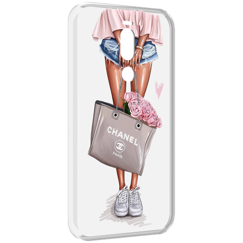 Чехол MyPads Девушка-с-сумкой женский для Meizu X8 задняя-панель-накладка-бампер