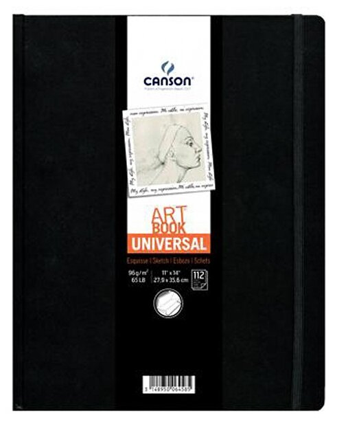 Скетчбук CANSON UNIVERSAL ART BOOK А3 29.7*35.6см, 96гр. 112л., твердая обложка, застежка-резинка на магните