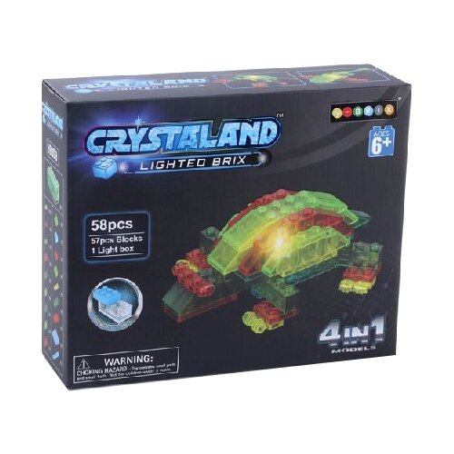 светящийся конструктор crystaland 4 в 1 животные 48 дет Конструктор Crystaland Lighted Brix 99009 Морские животные 4 в 1, 58 дет.