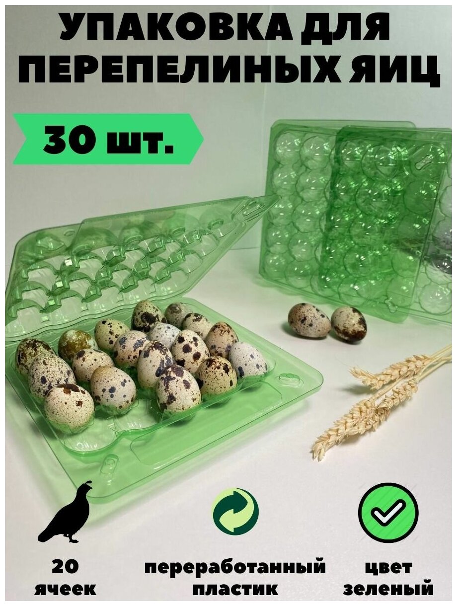 Упаковка лоток для перепелиных яиц, 20 ячеек, 30 шт/уп - фотография № 1