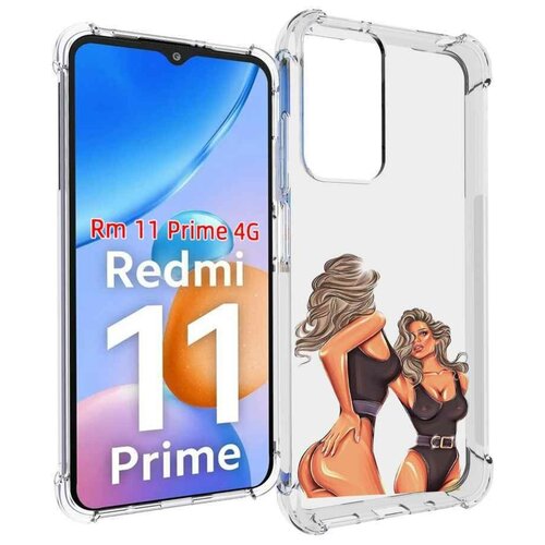 Чехол MyPads девушка-в-купальнике-черном женский для Xiaomi Redmi 11 Prime 4G задняя-панель-накладка-бампер