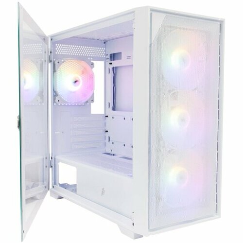 Корпус 1STPLAYER DK D6, белый (D6-WH-4F1-W) 1stplayer корпус 1stplayer dk d6 black matx 4x120mm led fans d6 bk 4f1 чёрный