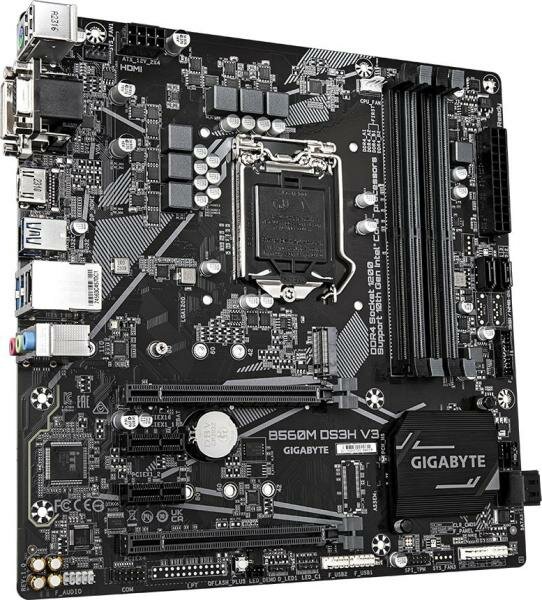 Материнская плата GigaByte B560M DS3H V3 Socket 1200 H470 4xDDR4 2xPCI-E 16x 2xPCI-E 1x 4xSATA III mATX Retail