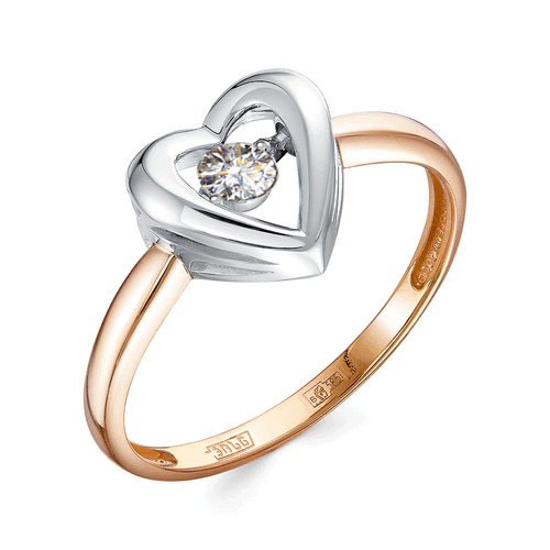 Кольцо Diamant online, комбинированное золото, 585 проба, бриллиант, размер 17.5, бесцветный