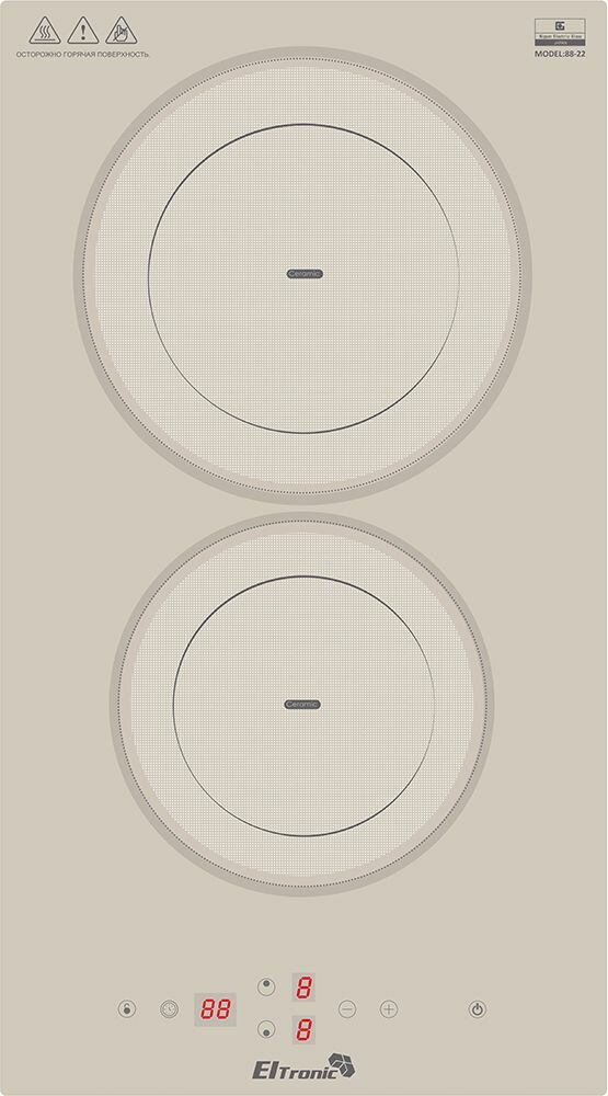 Варочная панель электрическая ELTRONIC (88-22) 2 конфорки (бежевая) - фотография № 1