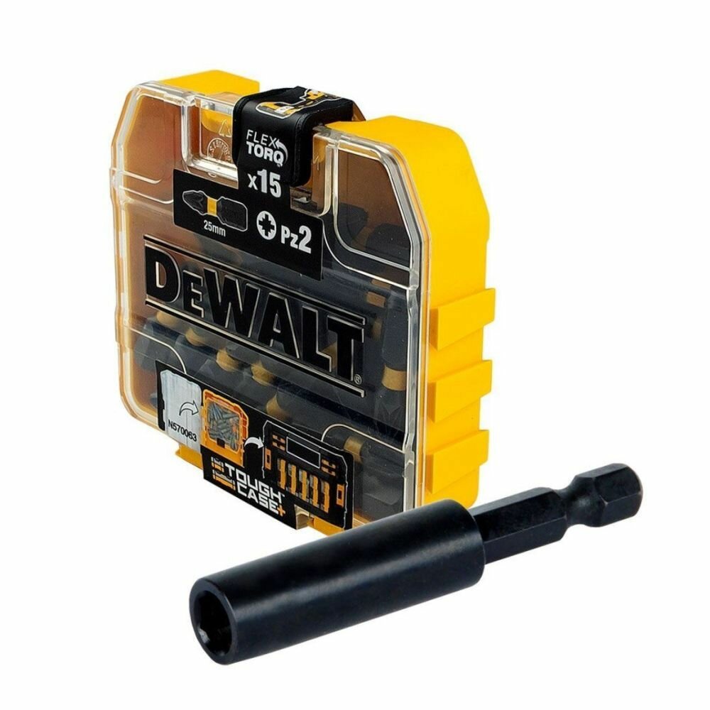 Набор бит DEWALT EXTREME IMPACT TOUGHCASE PZ2 X 25 мм 15 шт с магнитным держателем DT70618T