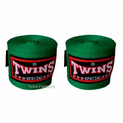 Боксерские бинты Twins Special зеленые (Хлопок, TWINS, 5м, Зеленый) 5м
