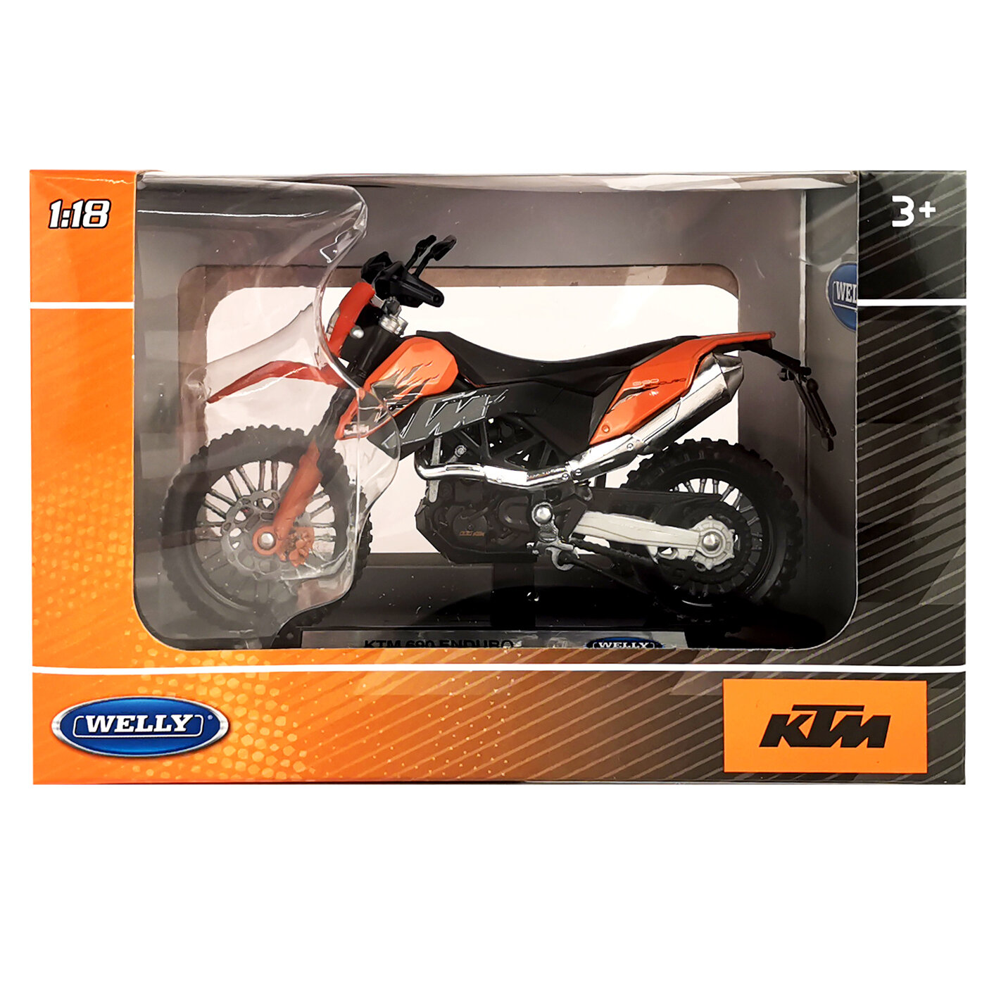 Мотоцикл Welly 1:18 KTM 690 Enduro R оранжевый - фото №10