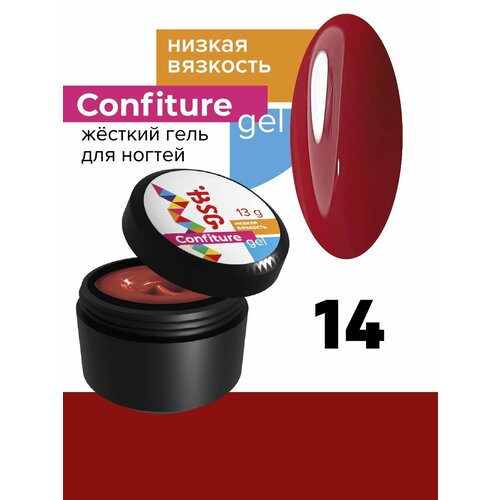 фото Bsg жёсткий гель для наращивания confiture №14 низкая вязкость - тёмно-алый (13 г)