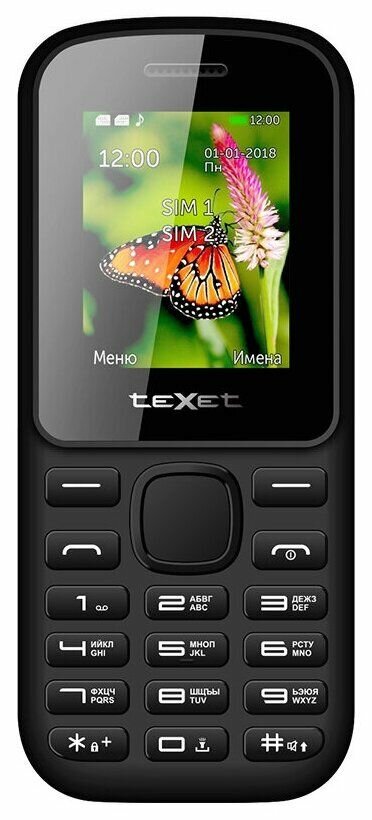 Сотовый телефон Texet TM-130 черный-красный