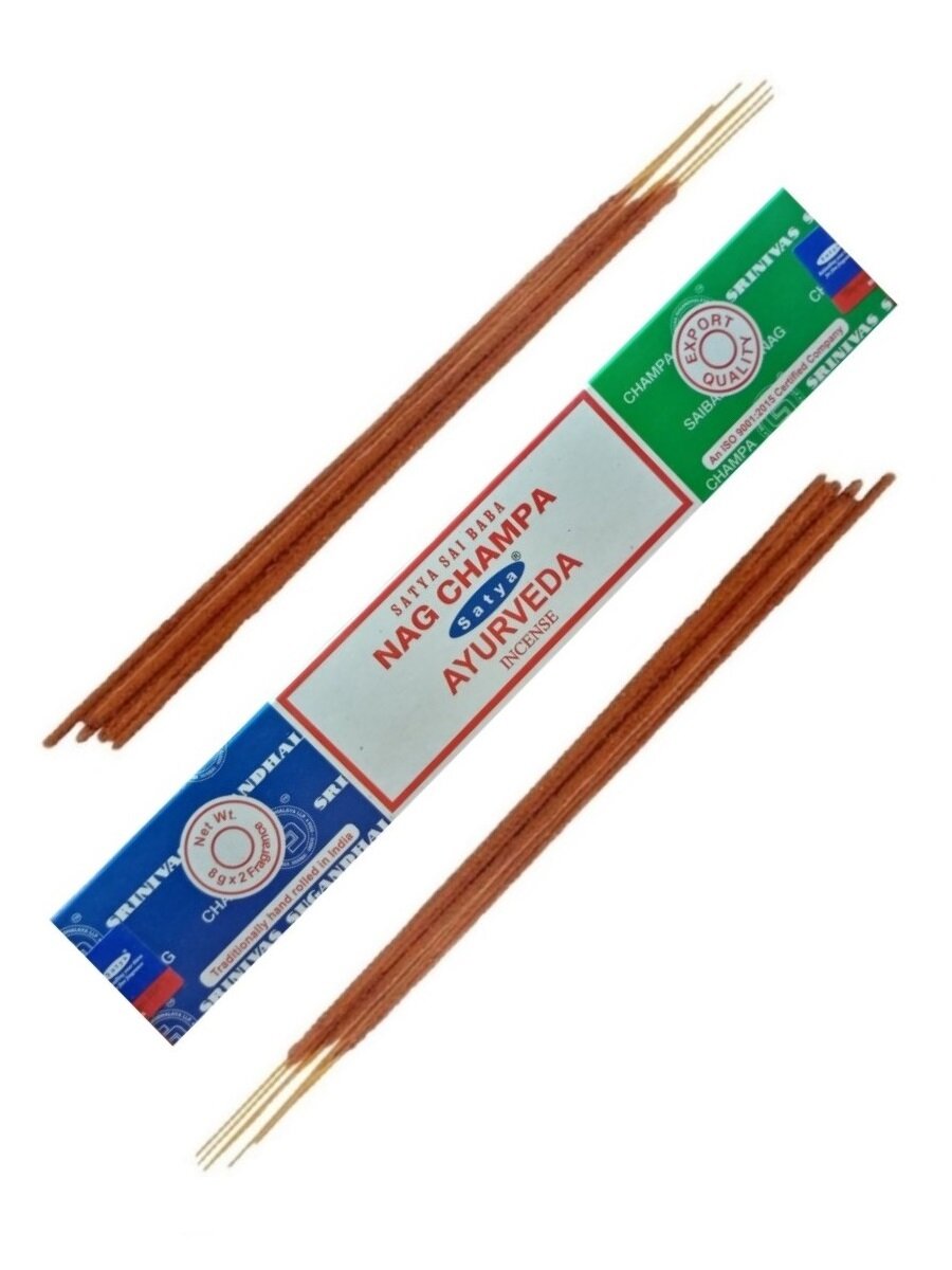 Satya COMBO NAG CHAMPA + AYURVEDA (Благовония комбо НАГ чампа + аюрведа, Сатья), 16 г.