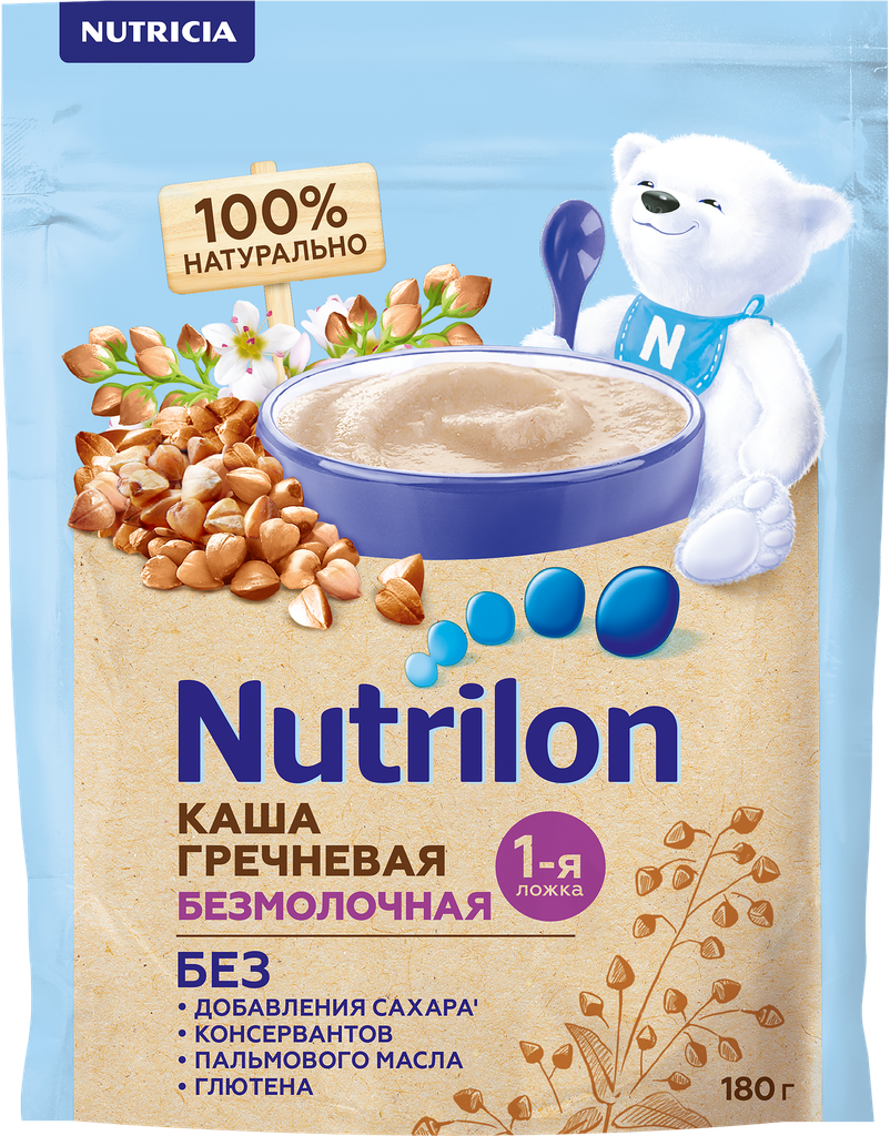 Каша гречневая NUTRILON безмолочная, с 4 месяцев, 180г