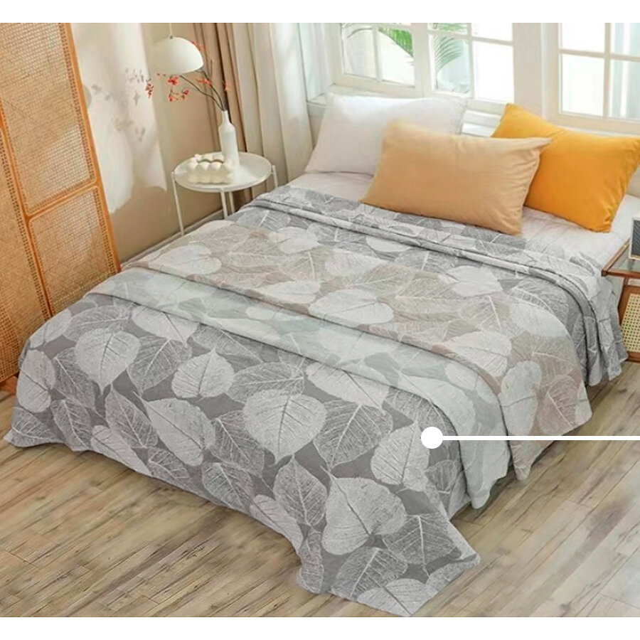 фото Покрывало 150х200, хлопковое, 1.5 спальное. Цвет: темно-серый меланж.