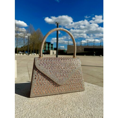 Сумка барсетка Firebird, фактура перфорированная, зернистая, золотой