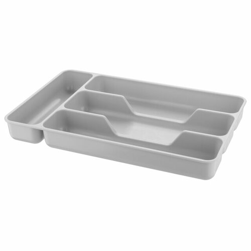 Лоток для столовых приборов phibo 28х176х35cм 4 секции пластик светло-серый 599₽