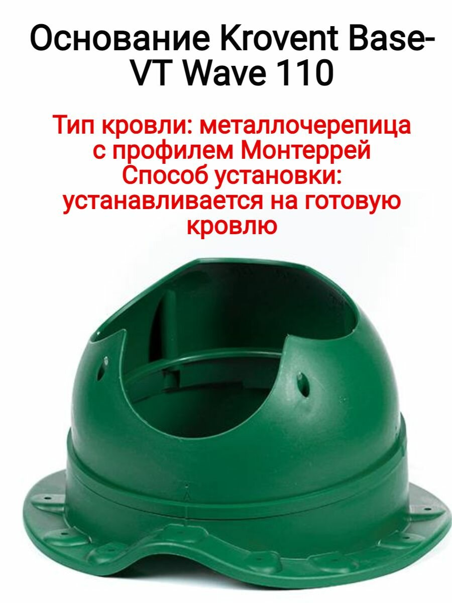 фото Основание/проходной элемент Krovent Base-VT Wave 110 цвет: зелёный, RAL 6005 зелёный мох.