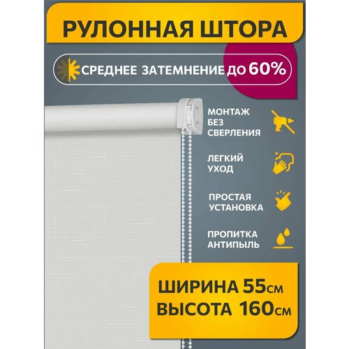 фото Рулонные шторы 55 см x 160 см снежный серый апилера decofest (мини)