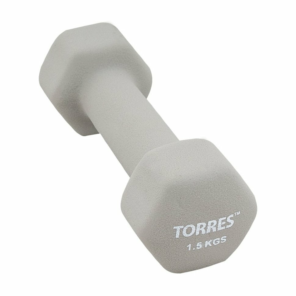 Гантель TORRES 1.5 кг, PL550115, серый