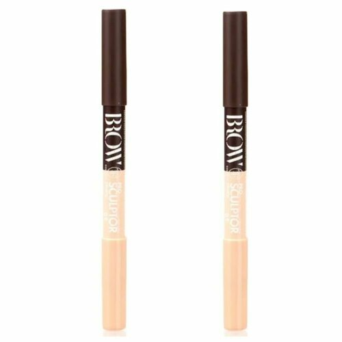 TF cosmetics Карандаш для бровей двусторонний тон 01 темно-коричневый хайлайтер 2 шт 482₽